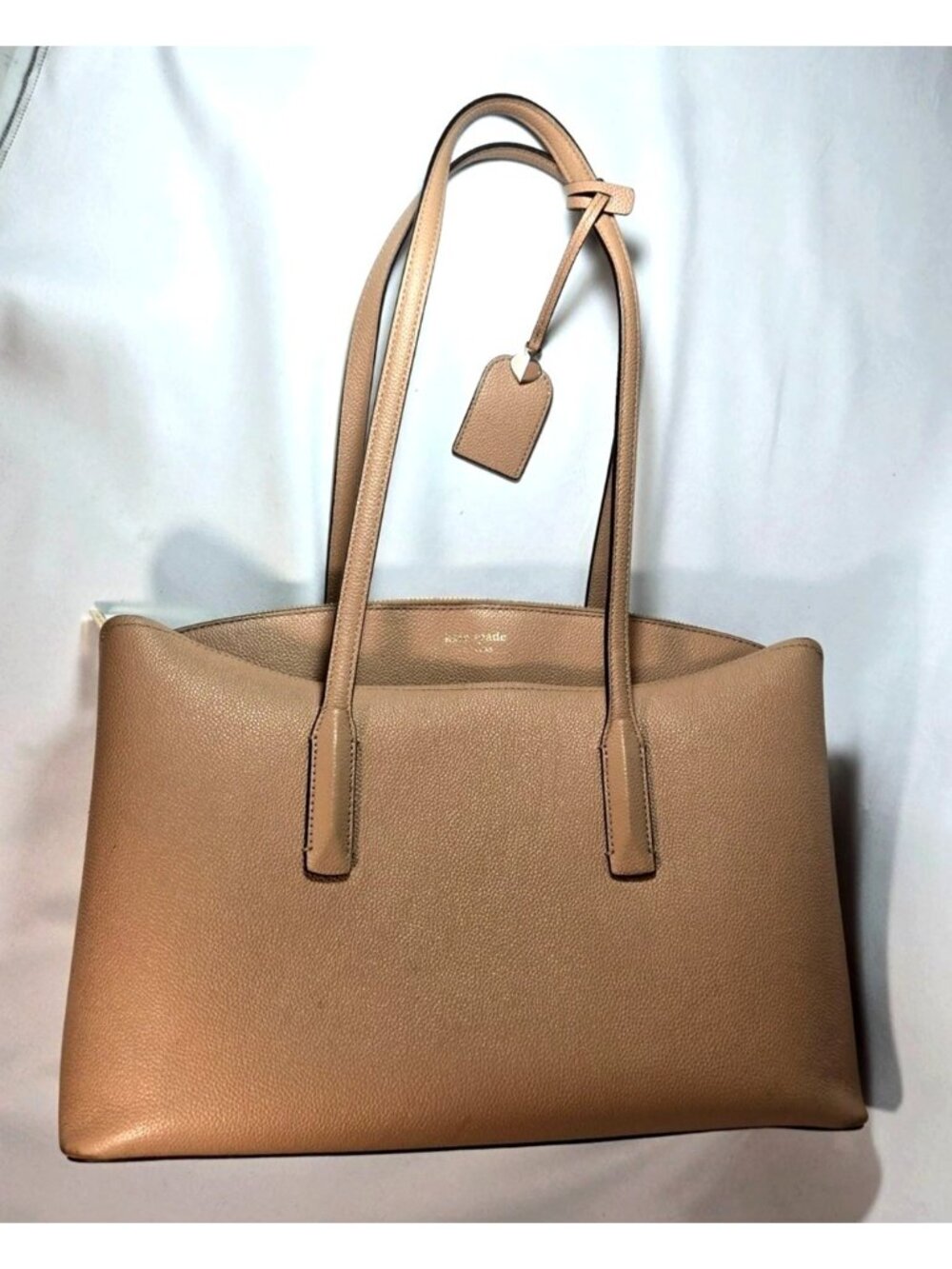 Kate Spade Margaux Work Tote Light Fawn Pebbled Leather Satchel 3 Compartments